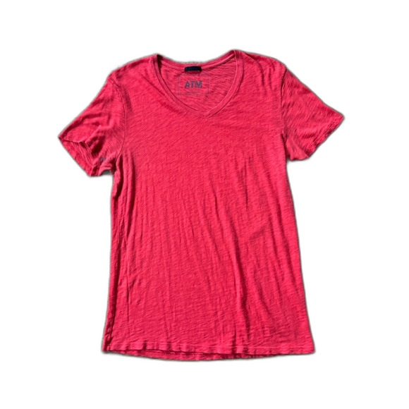 ATM Anthony Thomas Melillo Red V Neck Linen T Shirt Tee Top Mens Size Large - Picture 3 of 7